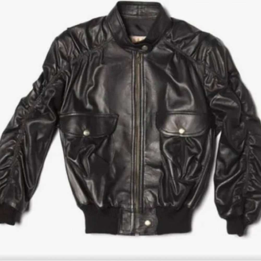 Black Leather Bomber Jacket
